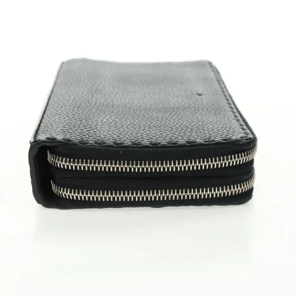Fendi Leather Selleria Double Zip Organizer Wallet Black